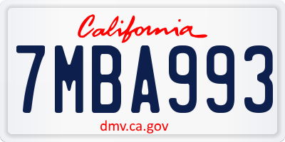 CA license plate 7MBA993