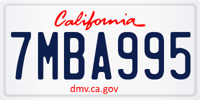 CA license plate 7MBA995