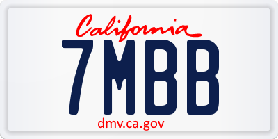 CA license plate 7MBB