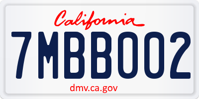 CA license plate 7MBB002