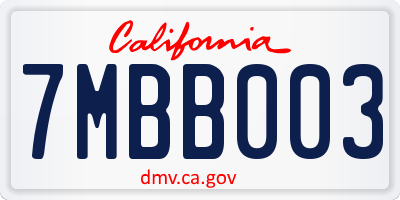 CA license plate 7MBB003