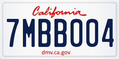 CA license plate 7MBB004