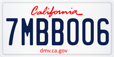 CA license plate 7MBB006