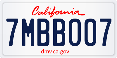 CA license plate 7MBB007