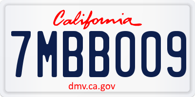 CA license plate 7MBB009