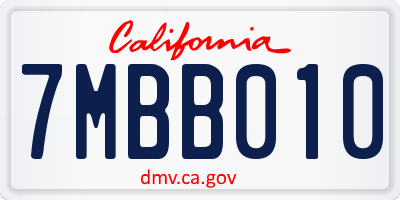 CA license plate 7MBB010