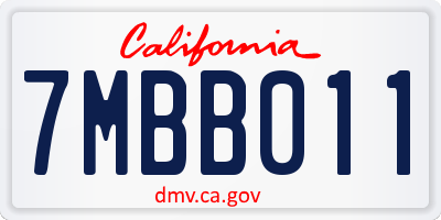 CA license plate 7MBB011