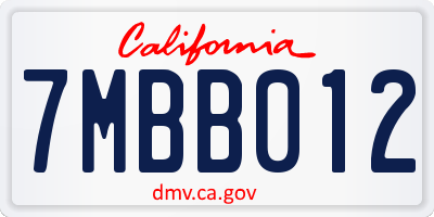 CA license plate 7MBB012