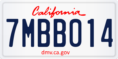 CA license plate 7MBB014