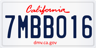 CA license plate 7MBB016