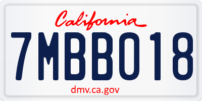 CA license plate 7MBB018