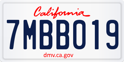 CA license plate 7MBB019