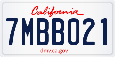 CA license plate 7MBB021