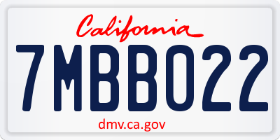 CA license plate 7MBB022