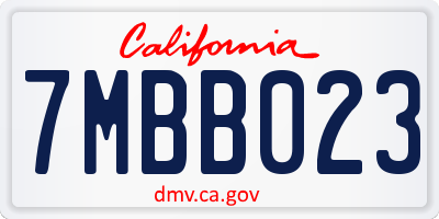 CA license plate 7MBB023