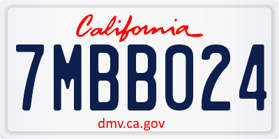 CA license plate 7MBB024