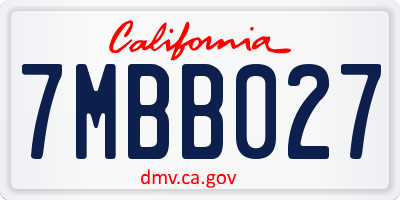 CA license plate 7MBB027