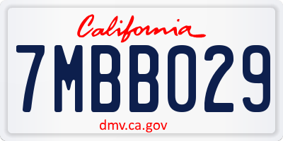 CA license plate 7MBB029
