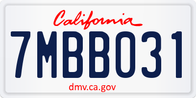 CA license plate 7MBB031