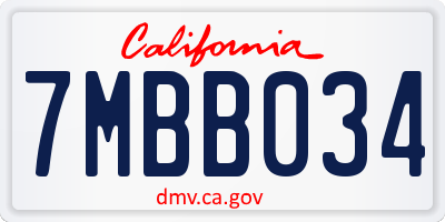 CA license plate 7MBB034