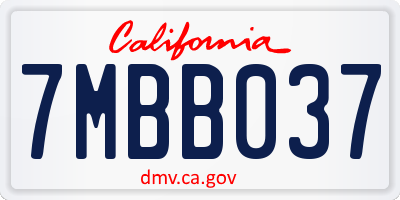CA license plate 7MBB037