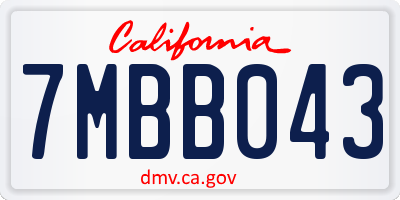 CA license plate 7MBB043