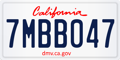 CA license plate 7MBB047