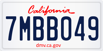 CA license plate 7MBB049
