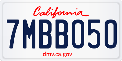 CA license plate 7MBB050