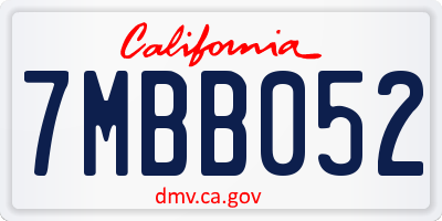 CA license plate 7MBB052