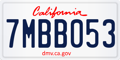 CA license plate 7MBB053