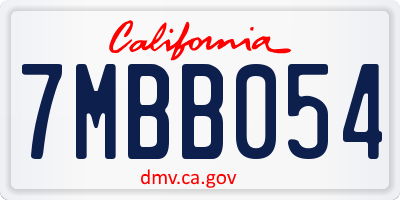 CA license plate 7MBB054