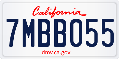 CA license plate 7MBB055
