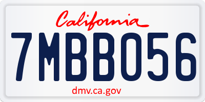 CA license plate 7MBB056