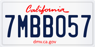 CA license plate 7MBB057