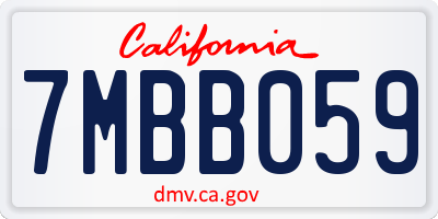 CA license plate 7MBB059