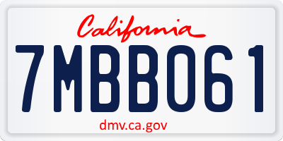 CA license plate 7MBB061