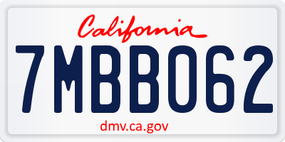 CA license plate 7MBB062
