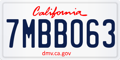 CA license plate 7MBB063