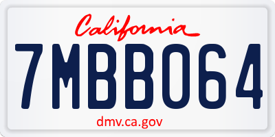 CA license plate 7MBB064