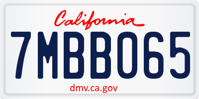 CA license plate 7MBB065