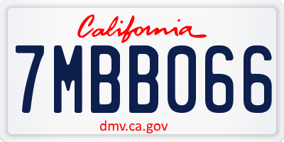 CA license plate 7MBB066