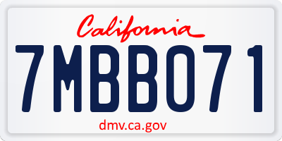 CA license plate 7MBB071