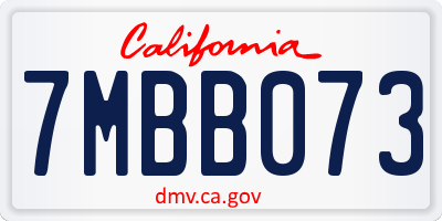 CA license plate 7MBB073