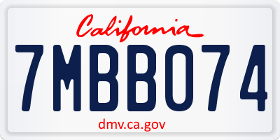 CA license plate 7MBB074