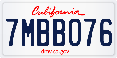 CA license plate 7MBB076