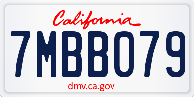 CA license plate 7MBB079