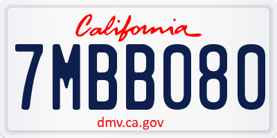 CA license plate 7MBB080