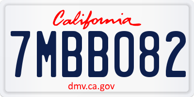 CA license plate 7MBB082