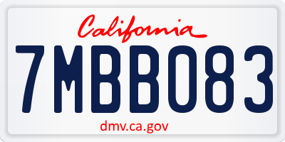 CA license plate 7MBB083